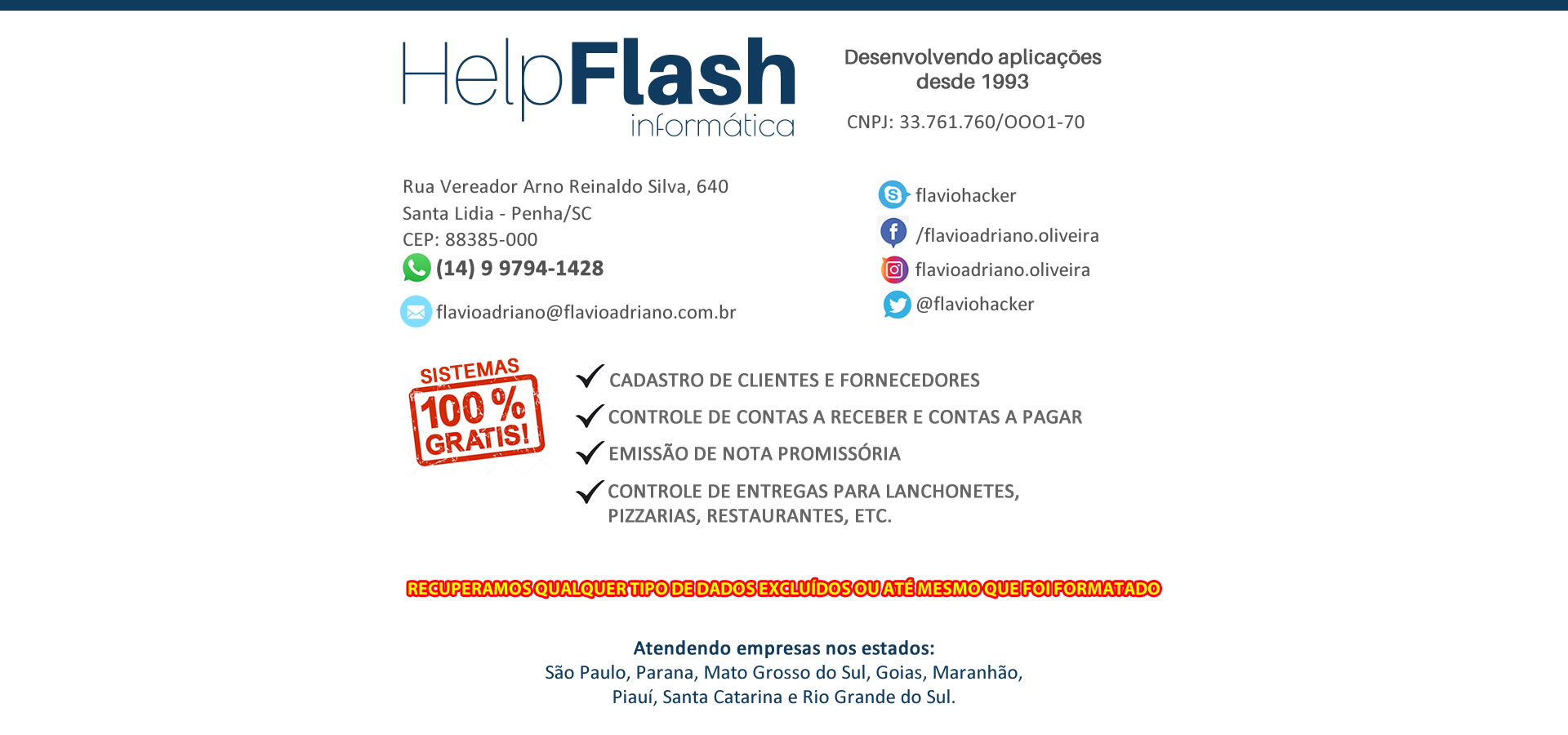 HelpFlash Informática - desenvolvendo aplicações desde 1993